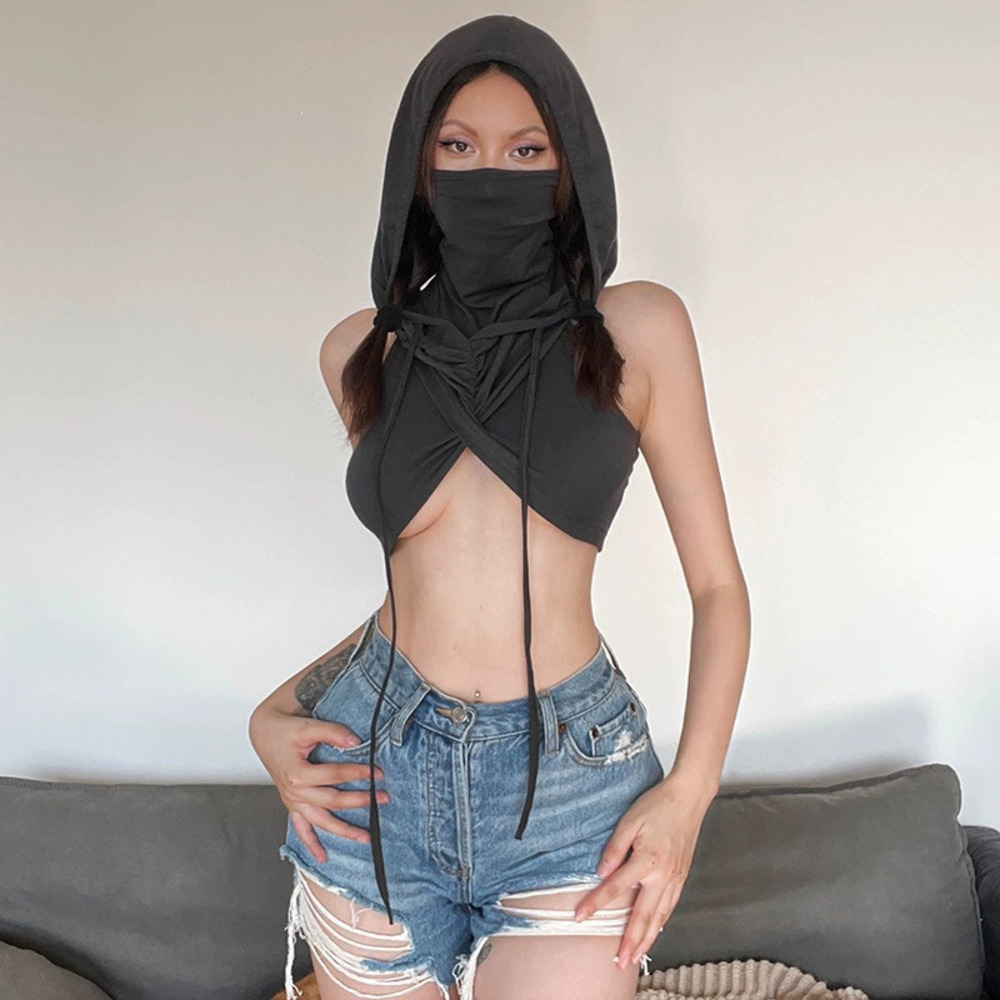 Zara Summer Hooded Crop Top Slim Fit